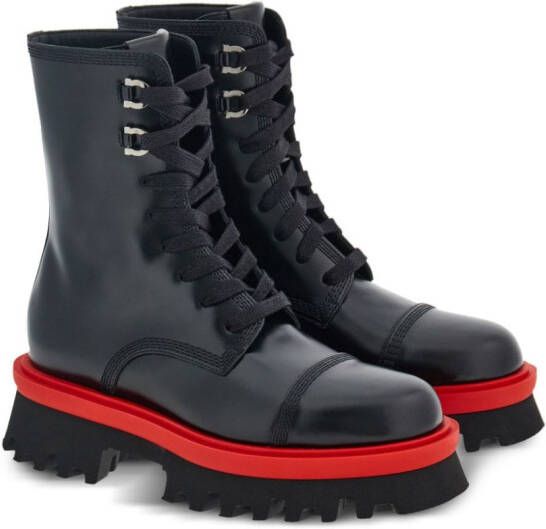 Ferragamo chunky combat boots Black