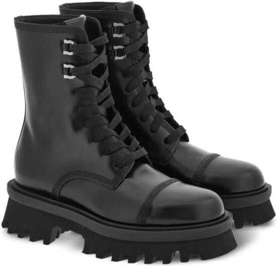 Ferragamo chunky-sole combat boots Black
