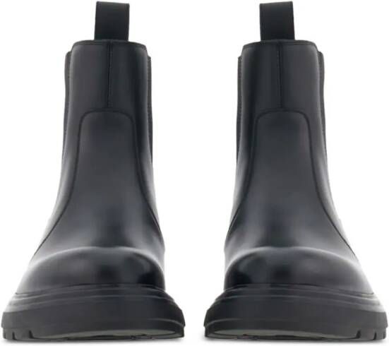 Ferragamo chunky sole leather Chelsea boots Black