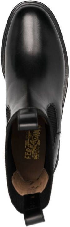 Ferragamo cleated-sole leather Chelsea boots Black