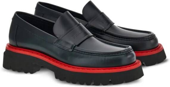 Ferragamo contrasting-sole leather loafers Black