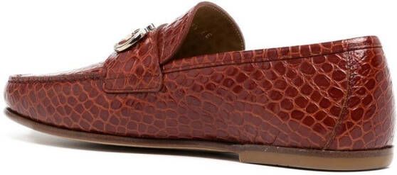 Ferragamo crocodile-embossed leather loafers Red