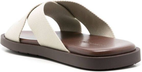 Ferragamo crossover logo-strap sandals Brown