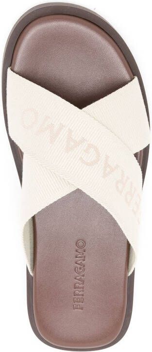 Ferragamo crossover logo-strap sandals Brown