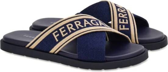 Ferragamo crossover-strap cotton sandals Blue
