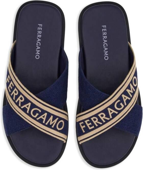 Ferragamo crossover-strap cotton sandals Blue