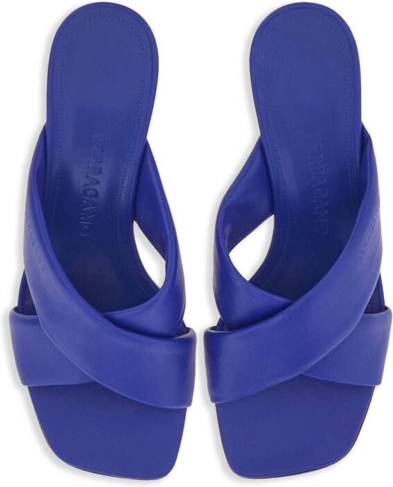 Ferragamo crossover-strap lambskin slides Blue