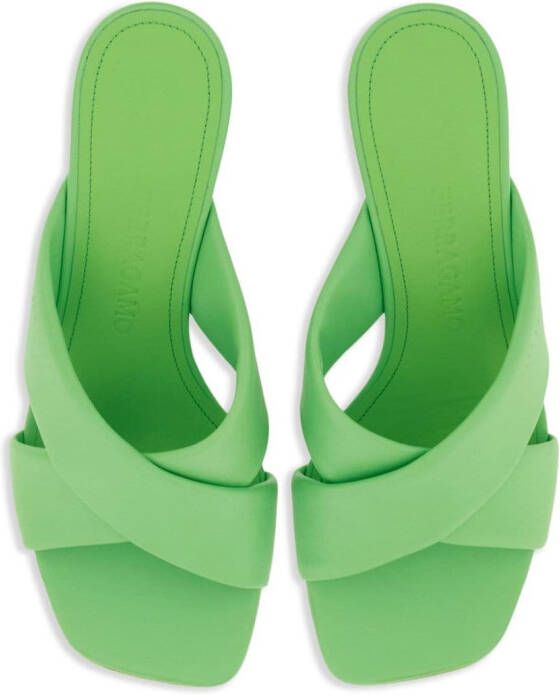 Ferragamo crossover-strap lambskin slides Green