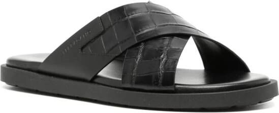 Ferragamo crossover-strap leather sandals Black
