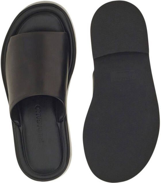 Ferragamo crossover-strap leather slides Black