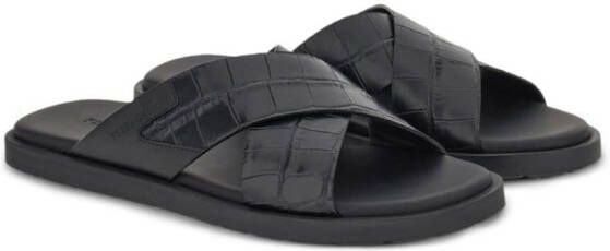 Ferragamo crossover-strap leather slides Black