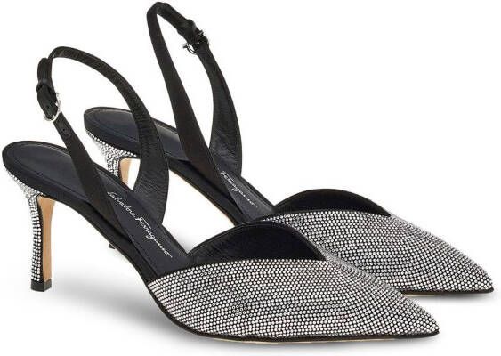 Ferragamo crystal embellished slingback pumps Black