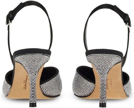 Ferragamo crystal embellished slingback pumps Black