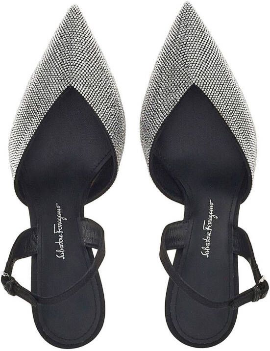 Ferragamo crystal embellished slingback pumps Black