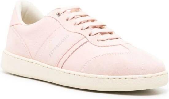 Ferragamo debossed-logo suede-leather trainers Pink