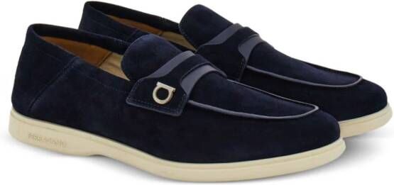 Ferragamo Deconstructed Gancini-detailed suede loafers Blue