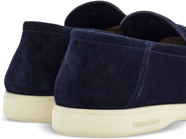 Ferragamo Deconstructed Gancini-detailed suede loafers Blue