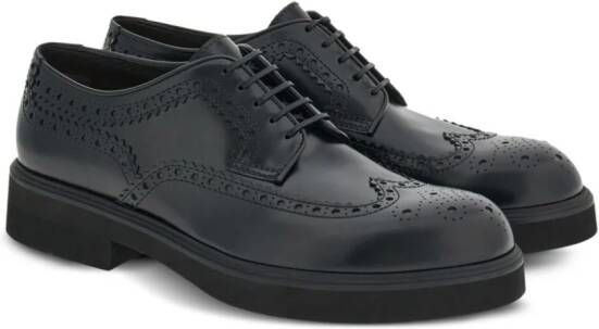 Ferragamo decorative-stitching leather derby shoes Black