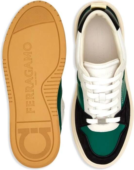 Ferragamo Dennis panelled sneakers Green
