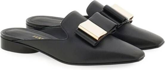 Ferragamo Double Bow leather mules Black