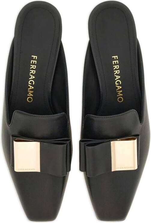 Ferragamo Double Bow leather mules Black