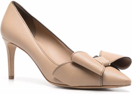 Ferragamo Double Bow leather pumps Brown
