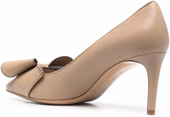 Ferragamo Double Bow leather pumps Brown