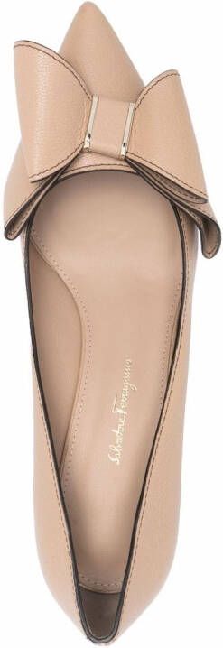Ferragamo Double Bow leather pumps Brown
