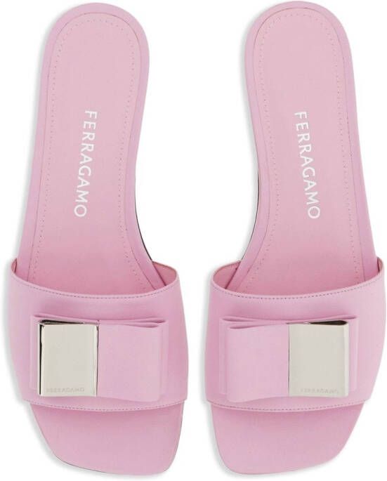Ferragamo Double-bow leather slides Pink