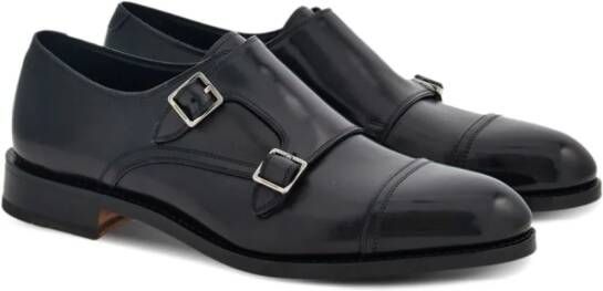Ferragamo Double-monkstrap leather monk shoes Black