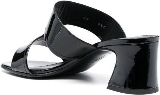 Ferragamo double-strap leather mules Black