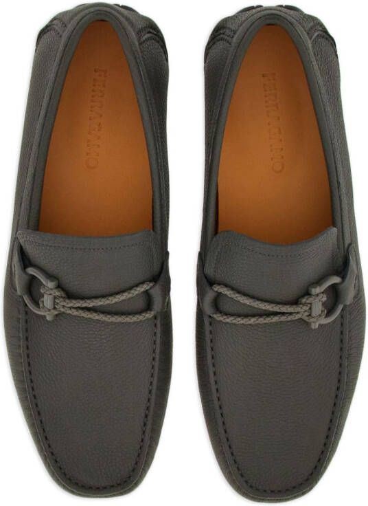 Ferragamo Drive Gancini-buckle leather loafers Grey