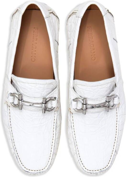 Ferragamo Driver embossed leather loafers Neutrals