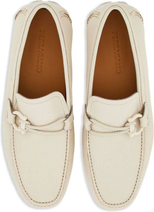 Ferragamo Driver Gancini-buckle leather loafers Neutrals