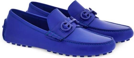 Ferragamo Driver Gancini-plaque leather loafers Blue