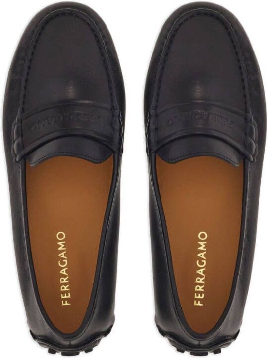 Ferragamo Driver logo-debossed leather loafers Black