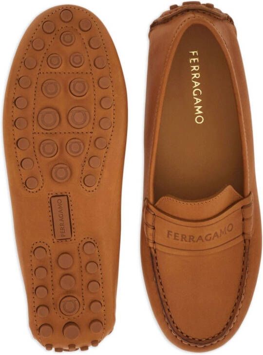 Ferragamo Driver logo-debossed leather loafers Brown