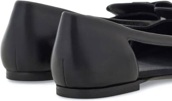 Ferragamo Drop Bow leather ballerina shoes Black