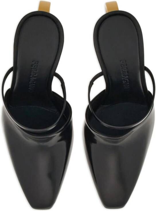 Ferragamo Elina 70mm sculpted-heel leather mules Black