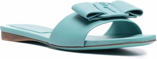 Ferragamo embossed bow-detail sandals Blue