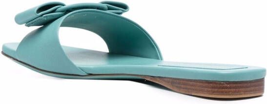 Ferragamo embossed bow-detail sandals Blue