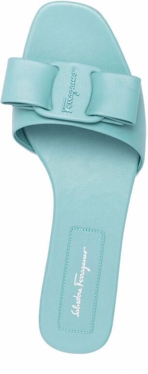 Ferragamo embossed bow-detail sandals Blue