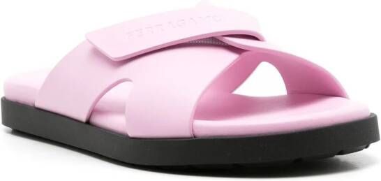 Ferragamo embossed-logo crossover-strap sandals Pink