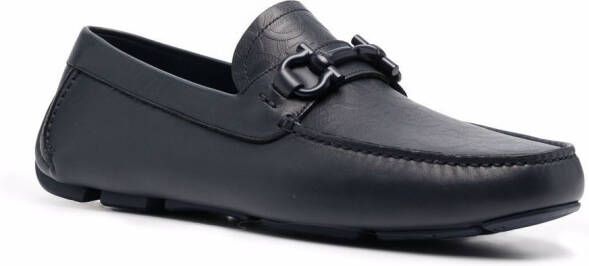 Ferragamo embossed-logo leather loafers Blue