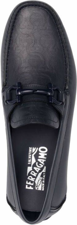 Ferragamo embossed-logo leather loafers Blue
