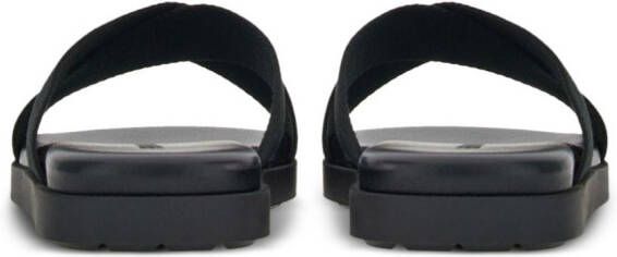 Ferragamo embroidered-logo crossover-strap sandals Black