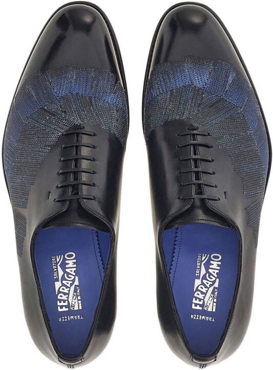 Ferragamo embroidered oxford-shoes Blue