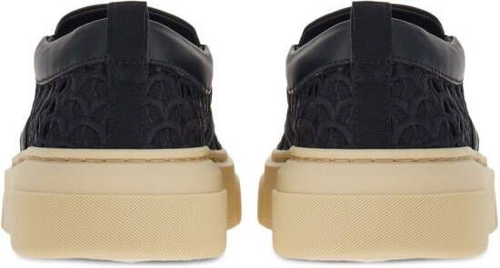 Ferragamo embroidered slip-on sneakers Black