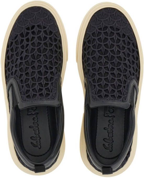 Ferragamo embroidered slip-on sneakers Black