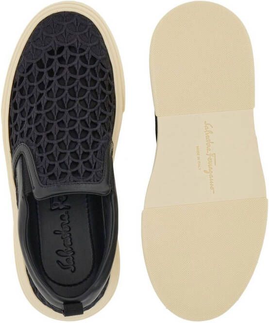 Ferragamo embroidered slip-on sneakers Black